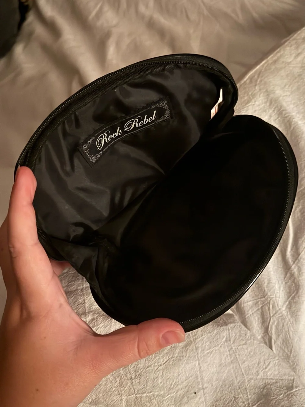Black Printed Cosmetic Bag with 'Sixteen Candles' Artwork
